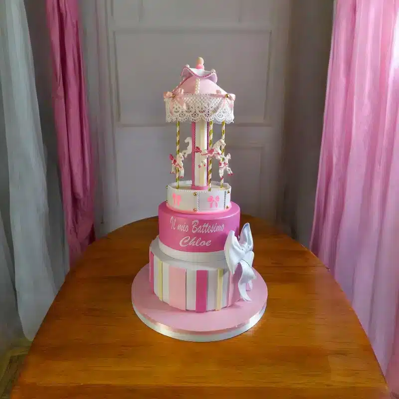 Trota scenografica battesimo rosa