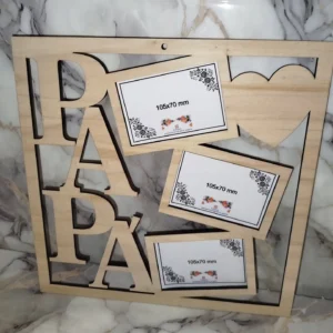 Cornice Portafoto in Legno "PAPA" con Cuore - Regalo Personalizzato